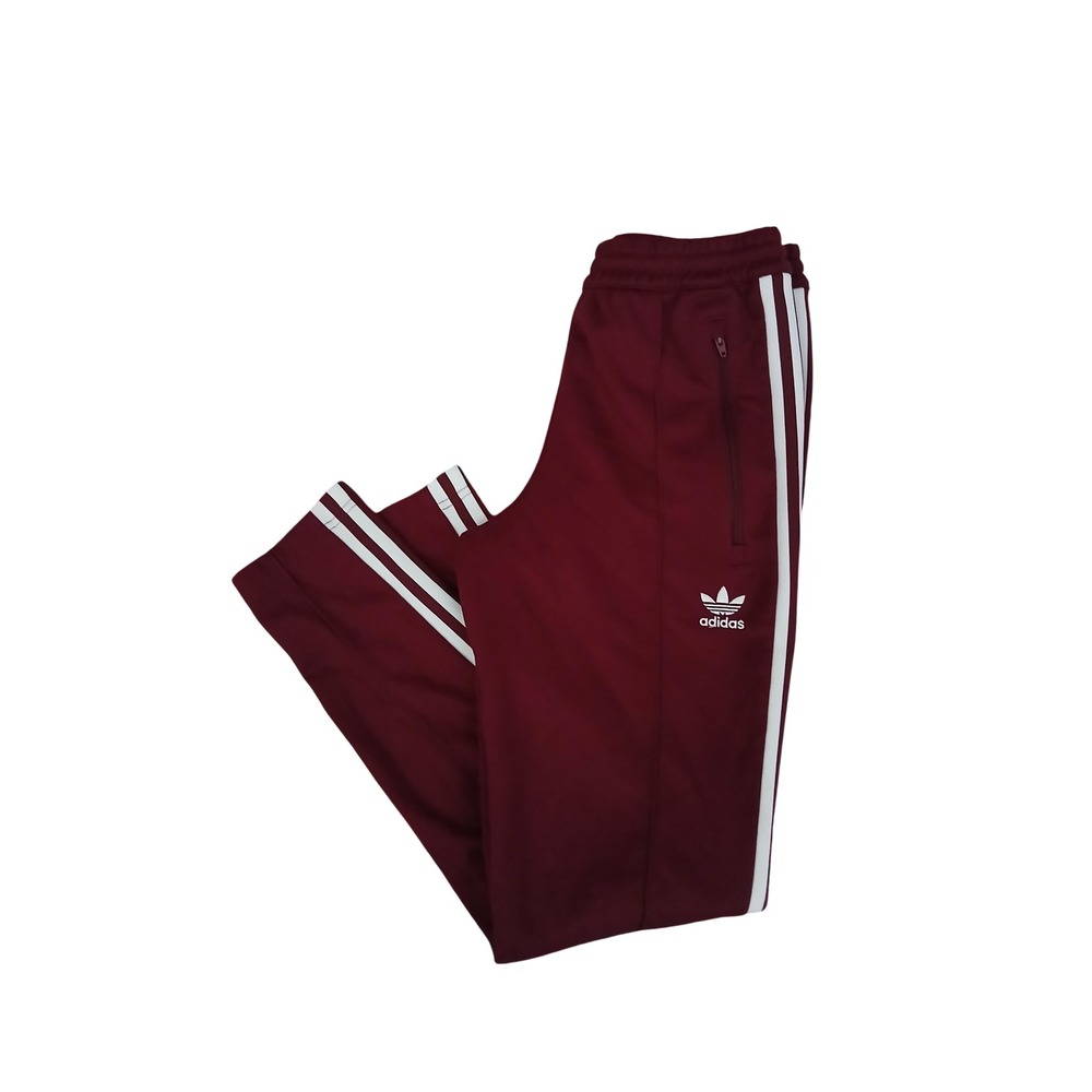 Adidas Originals Beckenbauer Track Pants Burgundy Maroon Mens Small 3 Stripe